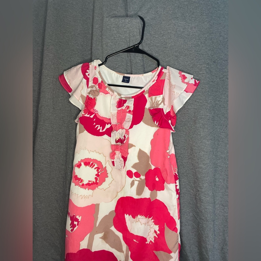 White dress with pink floral